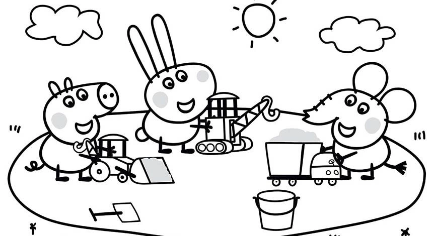 George in the garden with friends coloring page